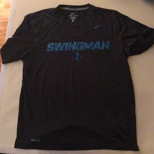 Nike swingman large baseball t-shirt. Teal writing